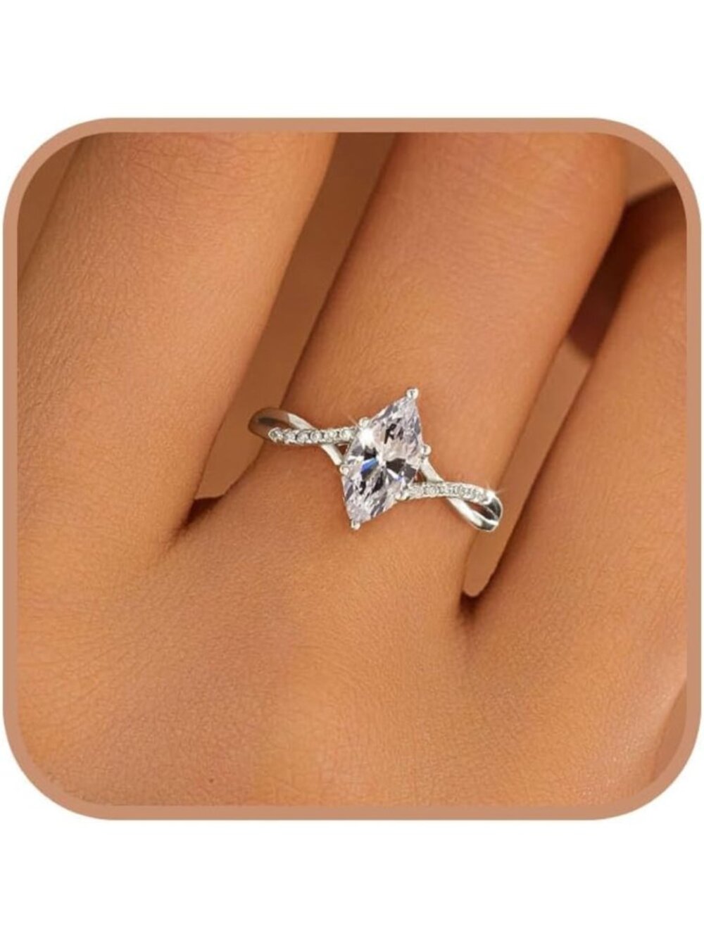 Stunning 2CT Marquise Cut Diamond Engagement Ring in 925 Sterling Silver for